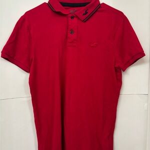Hollister Vibrant Red Polo Shirt smal